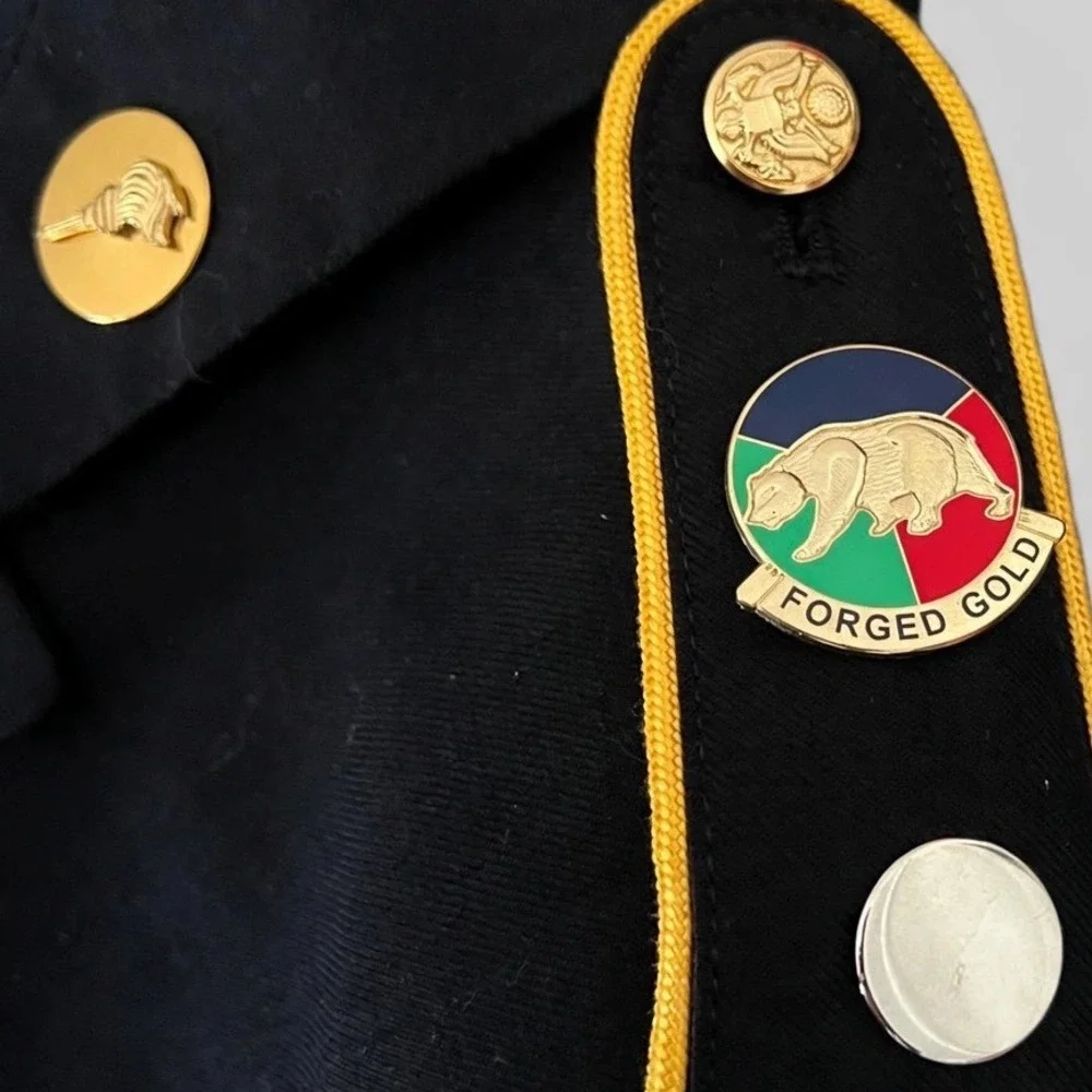 US Army ASU Dress Blue Coat 38R Classic UC Davis ROTC Crest Ribbons Blue 450
